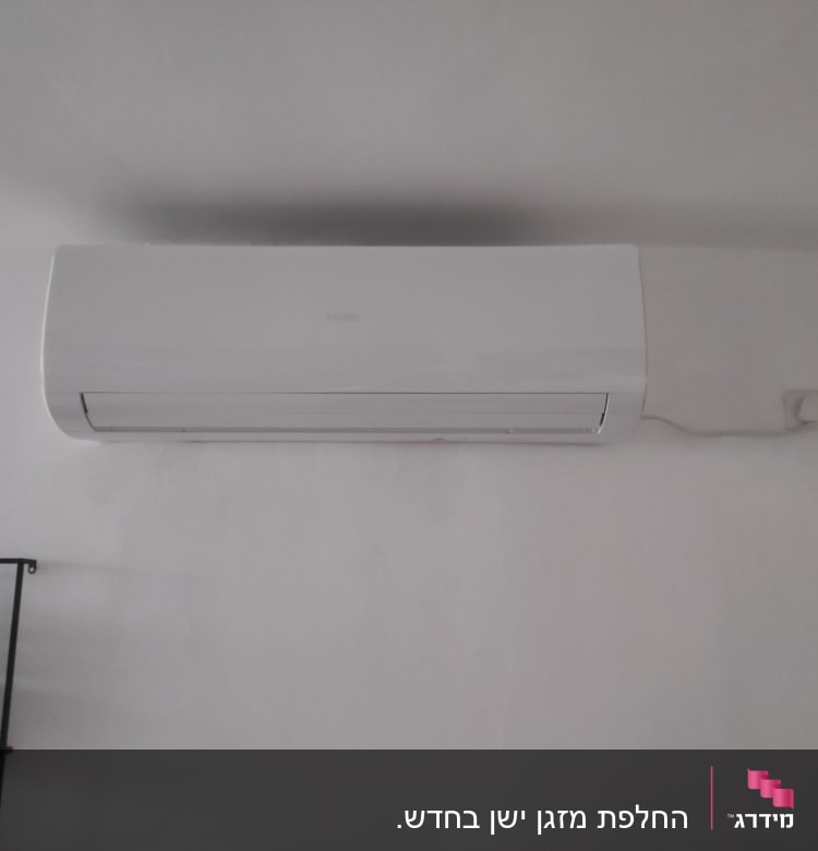 מזגן קיר לבן מותקן על קיר לבן